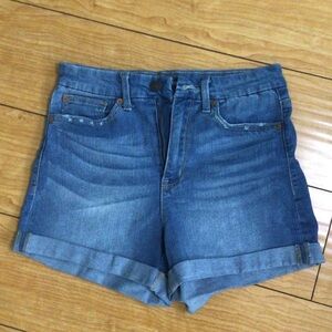 No Boundaries Medium Blue Rolled Hem Denim Shorts